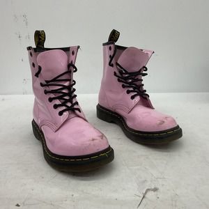 Dr. Martens Pink Patent Leather Combat Boots - Women's 8